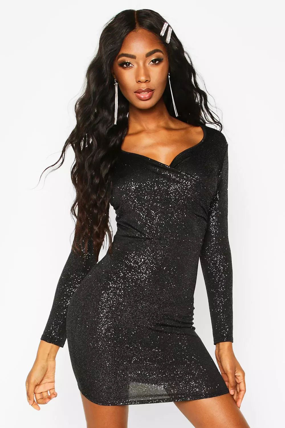 Glitter wrap shop maxi dress