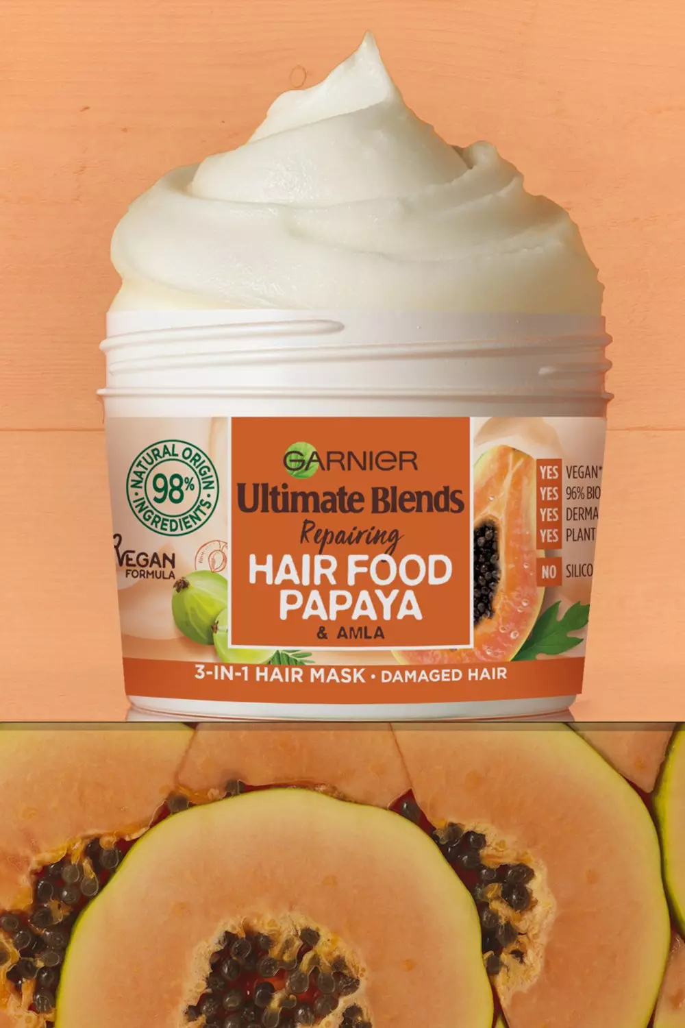 Orange Garnier Ultimate Blends Hair Food Mask Papaya 390ml alternative image