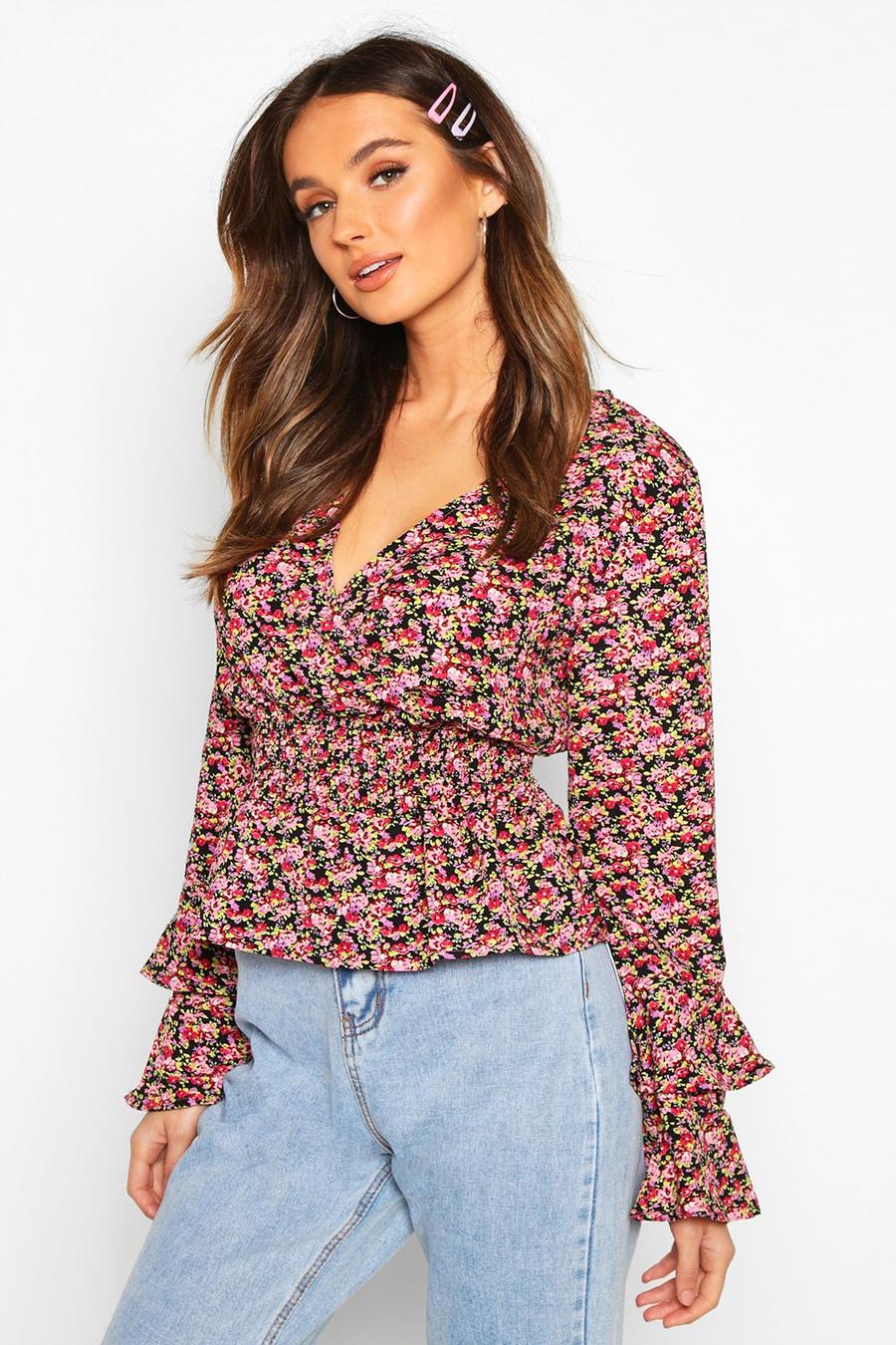 Woven Floral Ruffle Detail Blouse image number 1