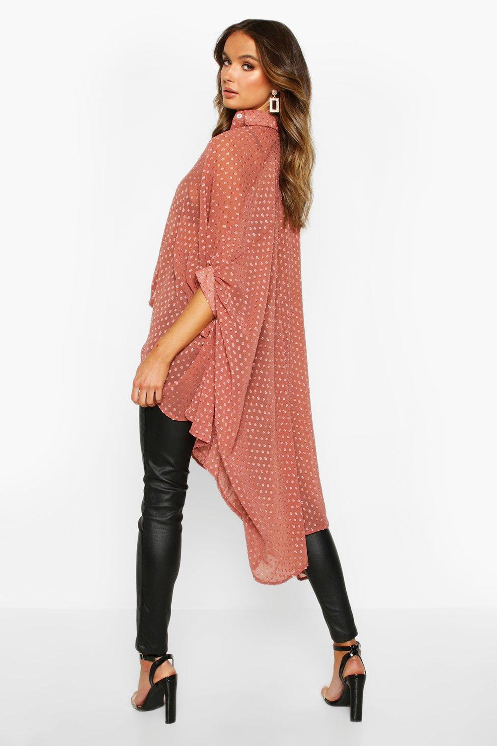 Dobby Chiffon Oversized Maxi Shirt