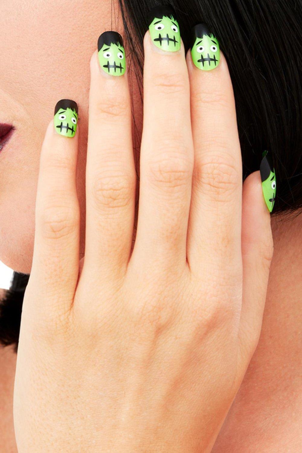 Halloween Frankenstein Nails Boohoo Uk