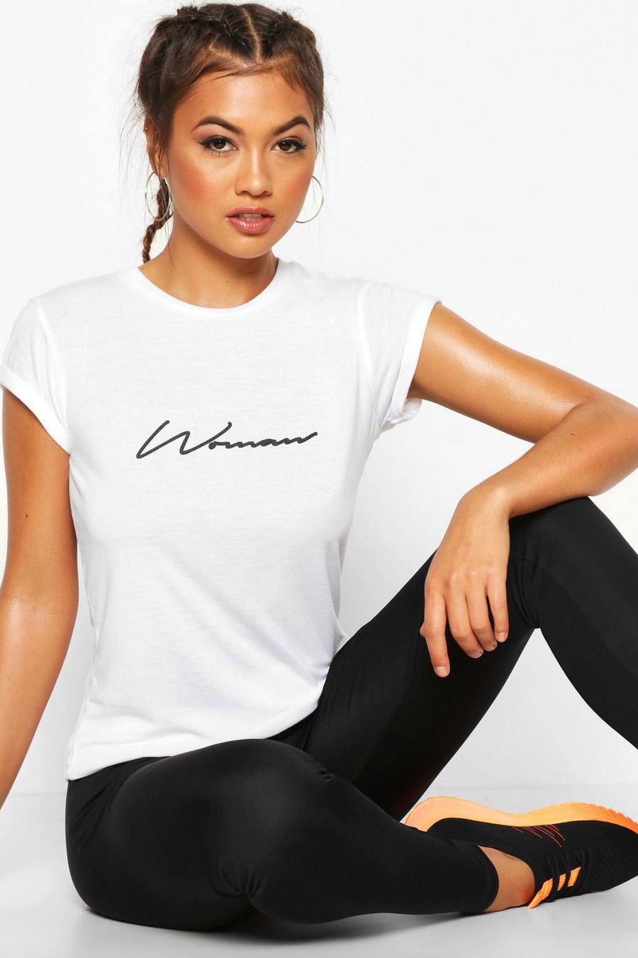 Fit Fitness-T-Shirt mit „Woman“-Slogan image number 1