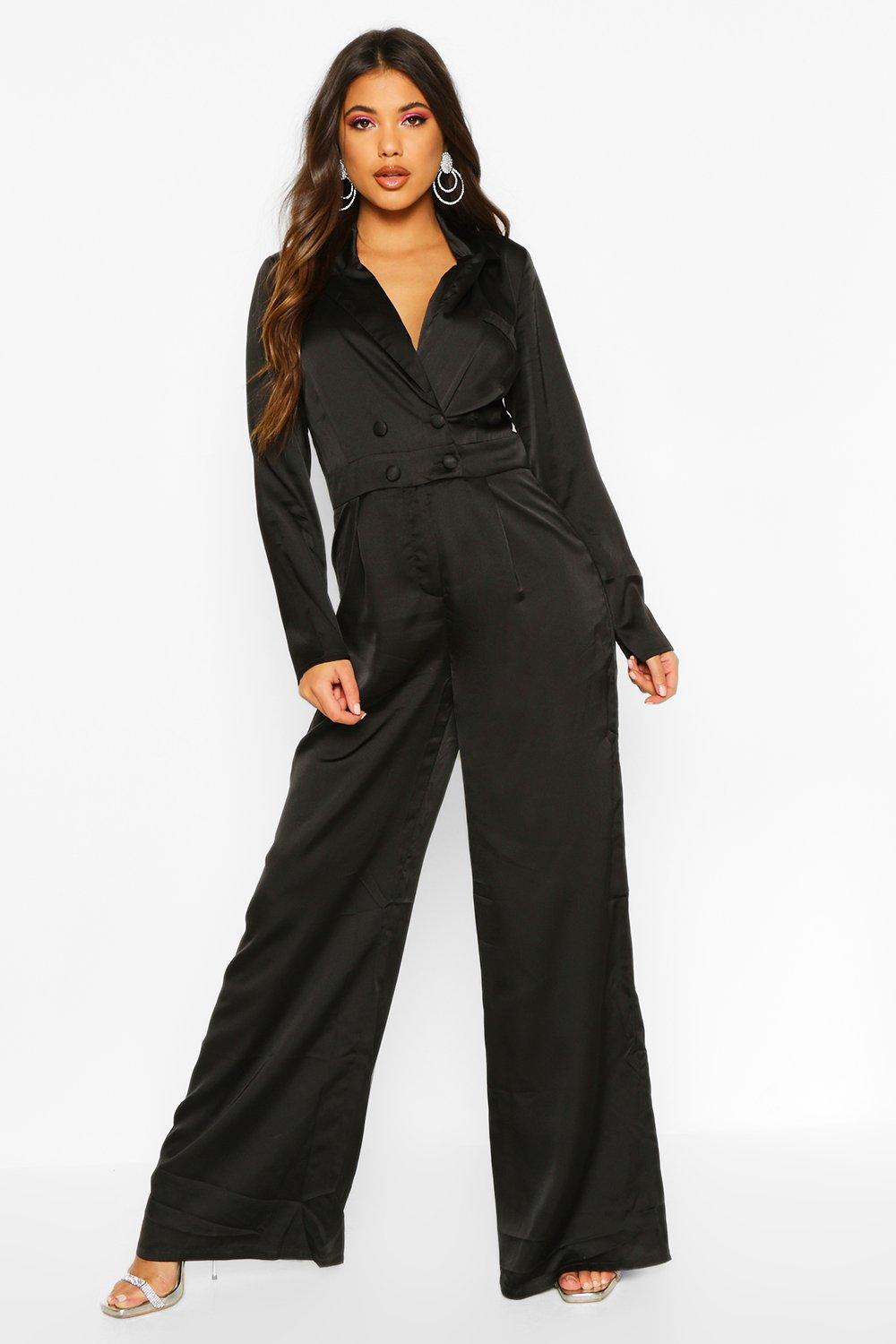 boohoo satin jumpsuit