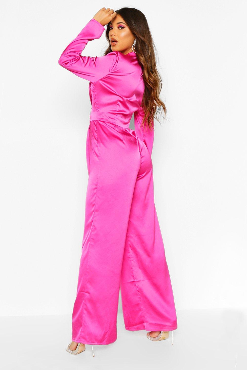 boohoo satin jumpsuit