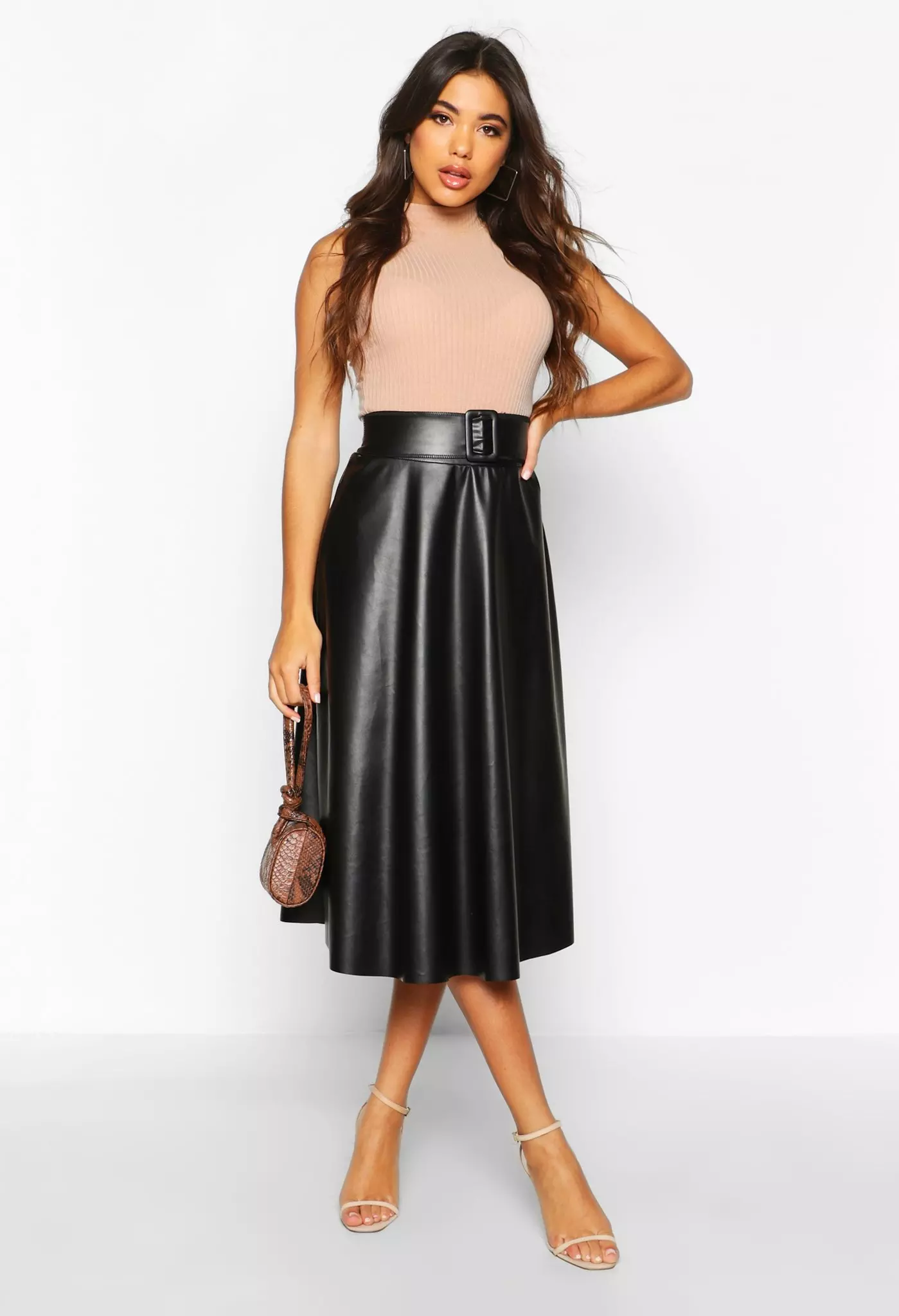 Black skater skirt midi sale