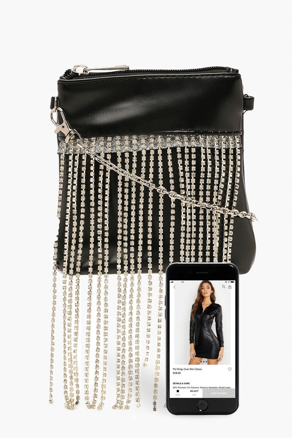 Sac bandouli re strass et franges Premium
