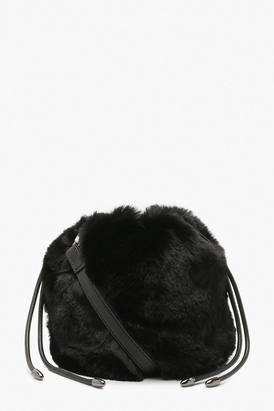 Faux Fur Draw String Cross Body Bag image number 1