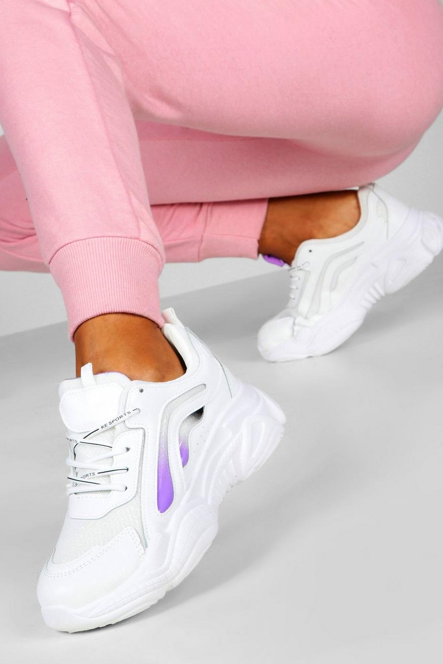Purple Sneakers med hög sula och detaljer i färg image number 1