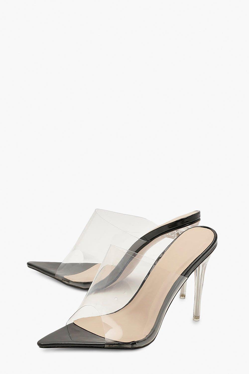 Clear Stiletto Heel Pointed Toe Mules