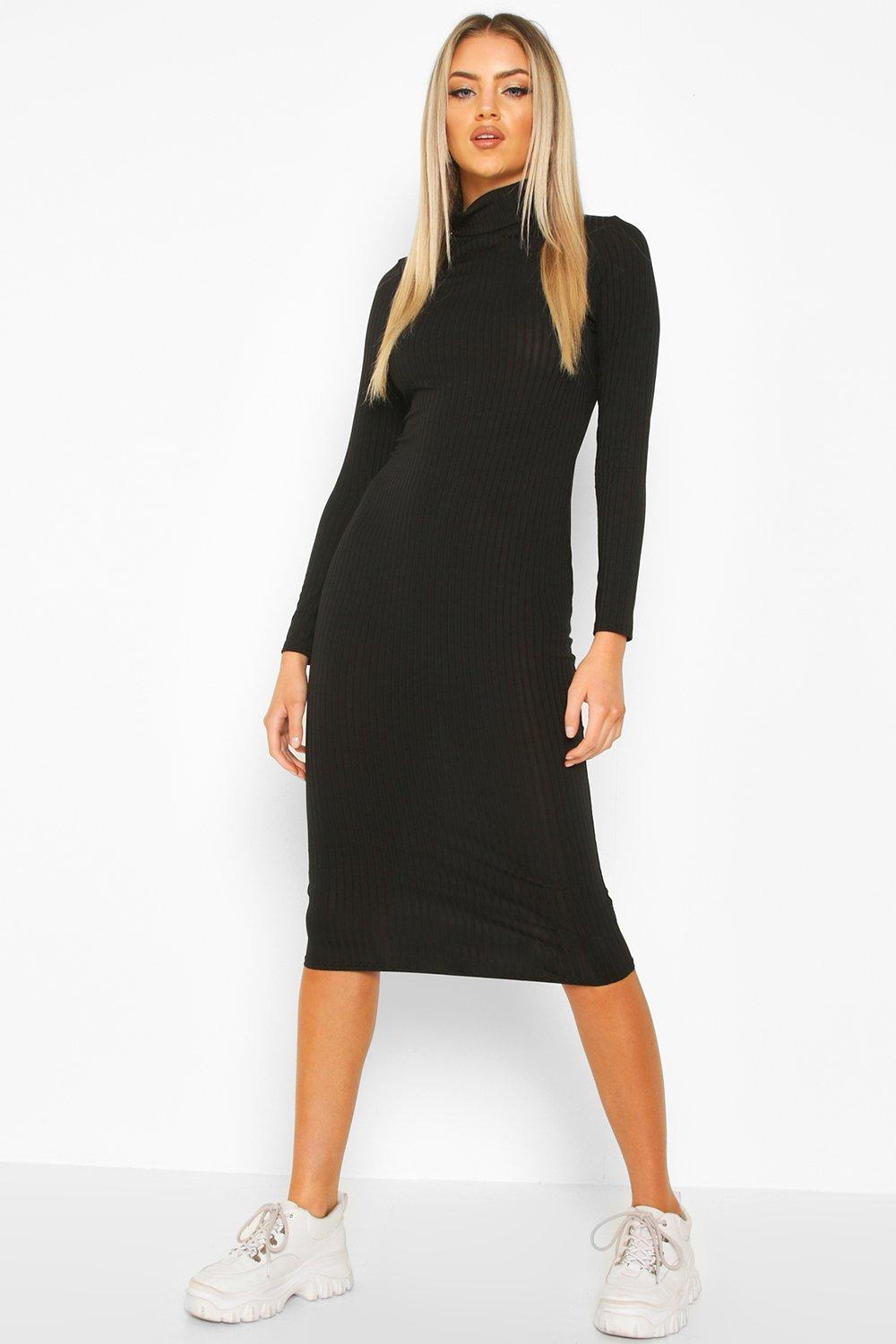 boohoo ribbed midi dress