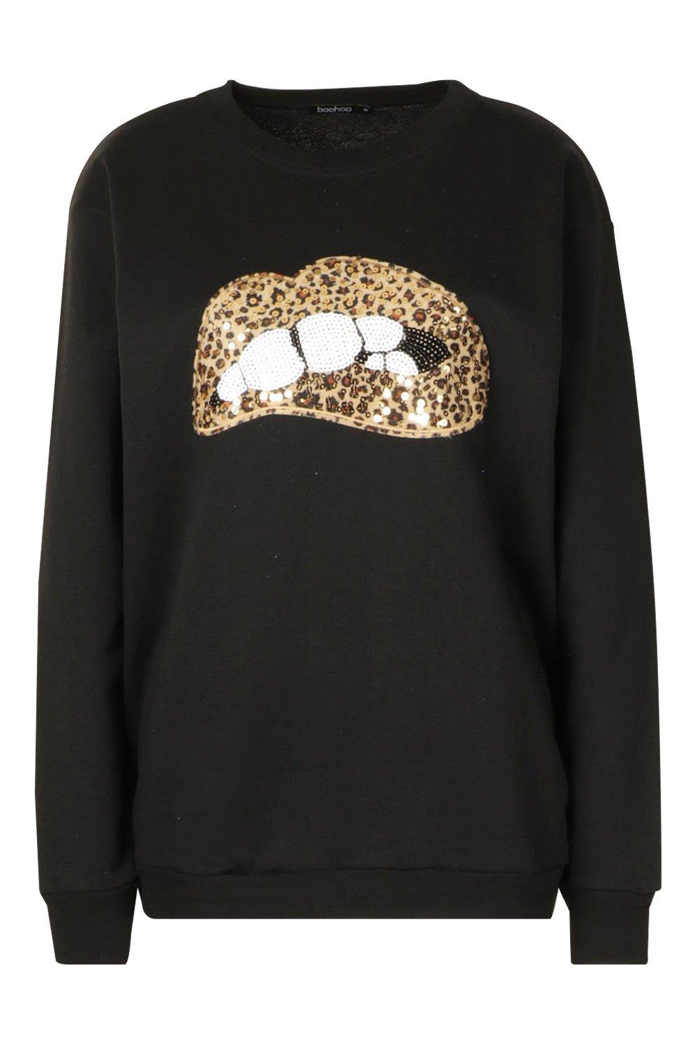 sequin lips sweatshirt