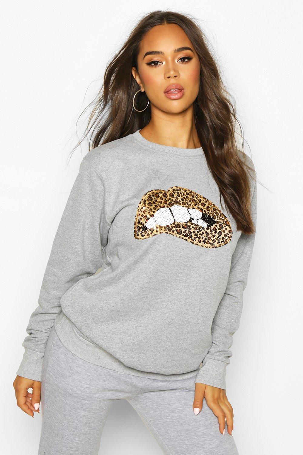 sequin lip sweatshirt