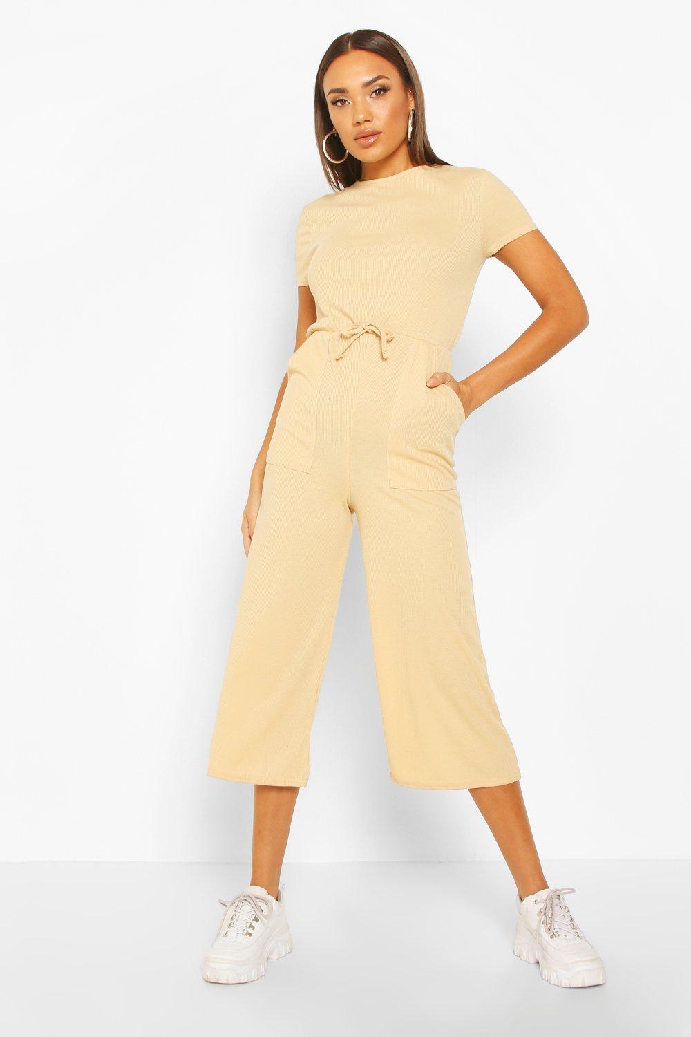 yellow ribbed jumpsuit