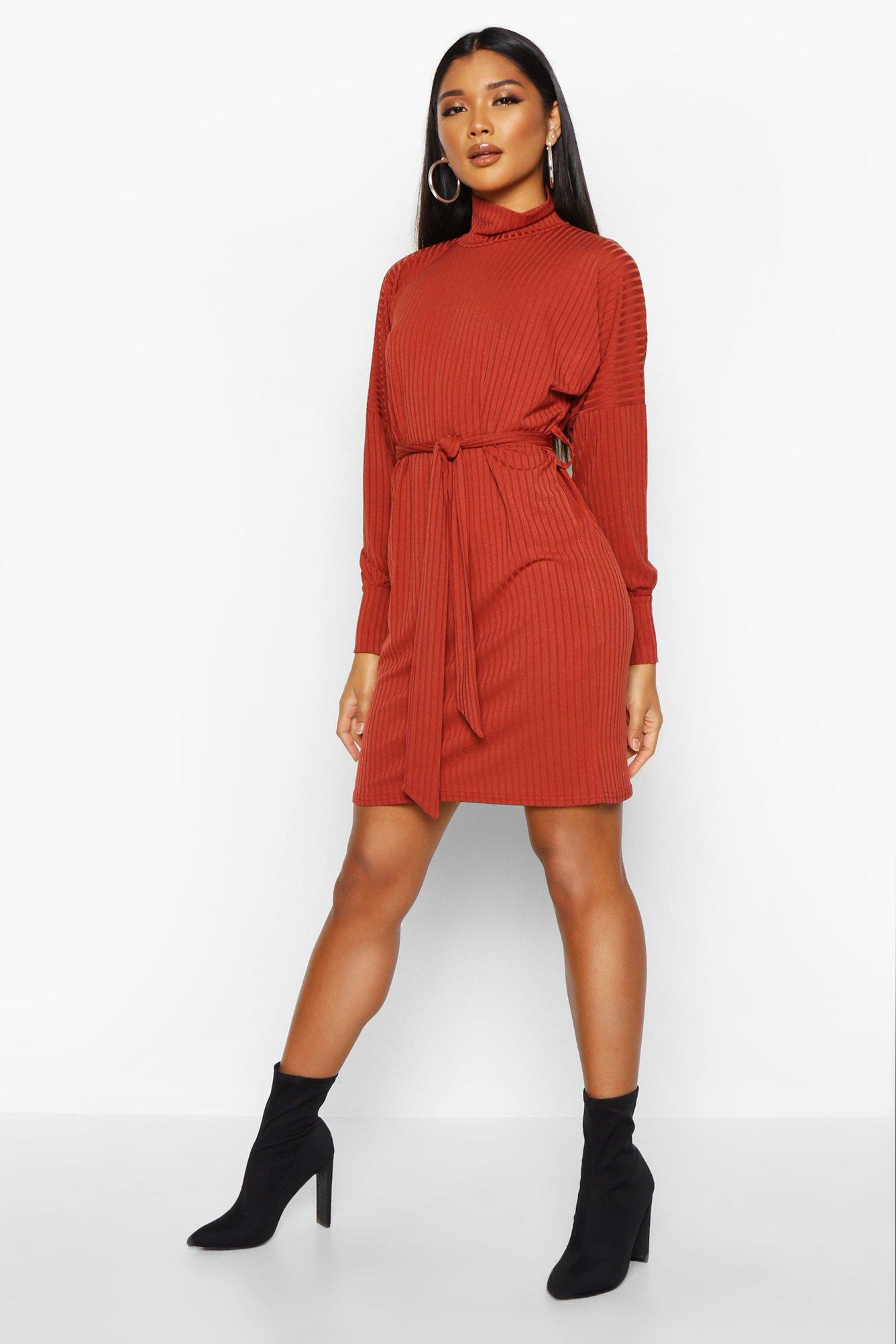 Ribbed Balloon Sleeve Dress