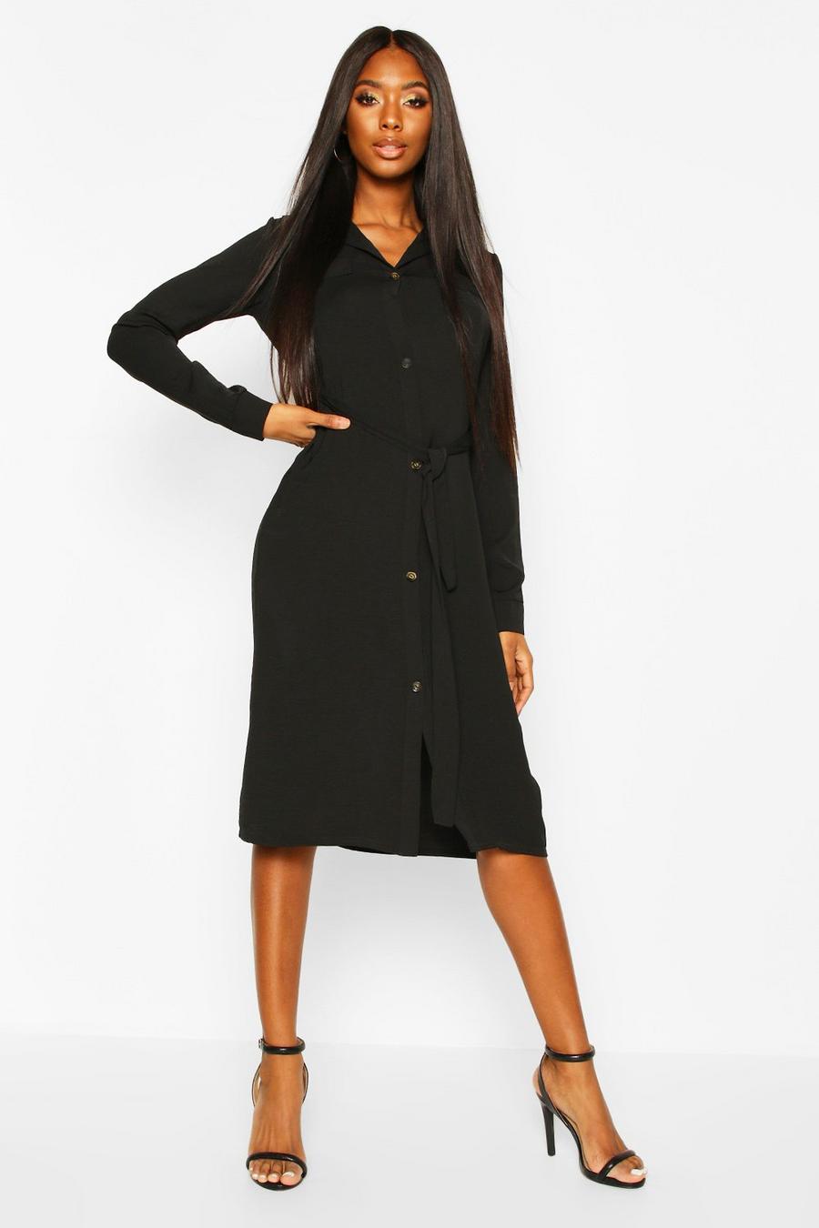Utility Wrap Over Woven Shift Midi Dress image number 1