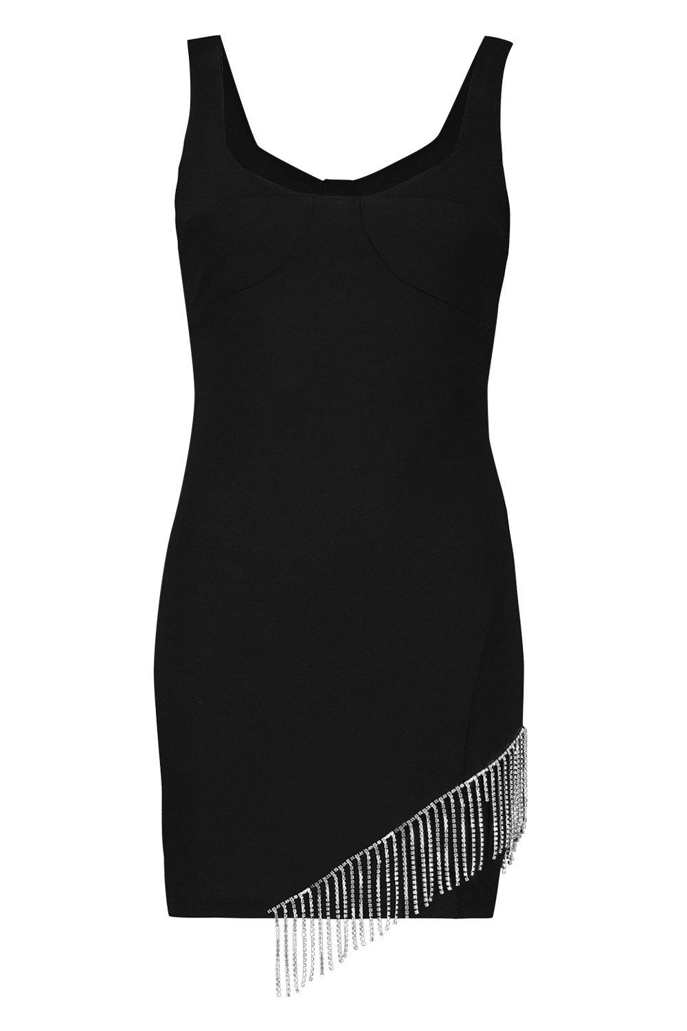 boohoo diamante dress