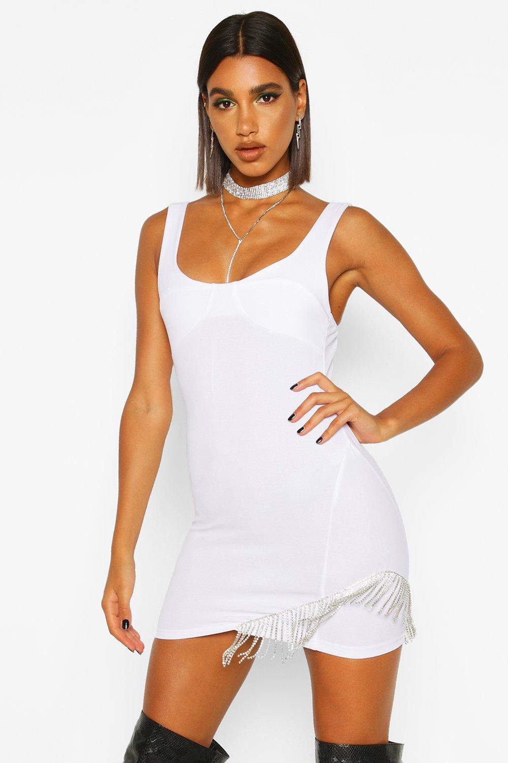 boohoo diamante dress