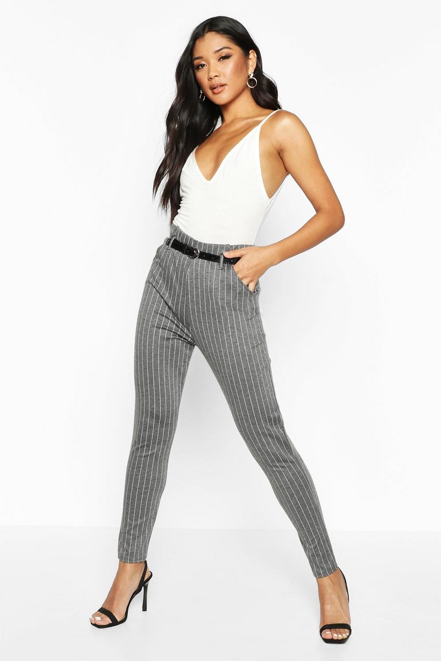Pinstripe Pants With Belt image number 1