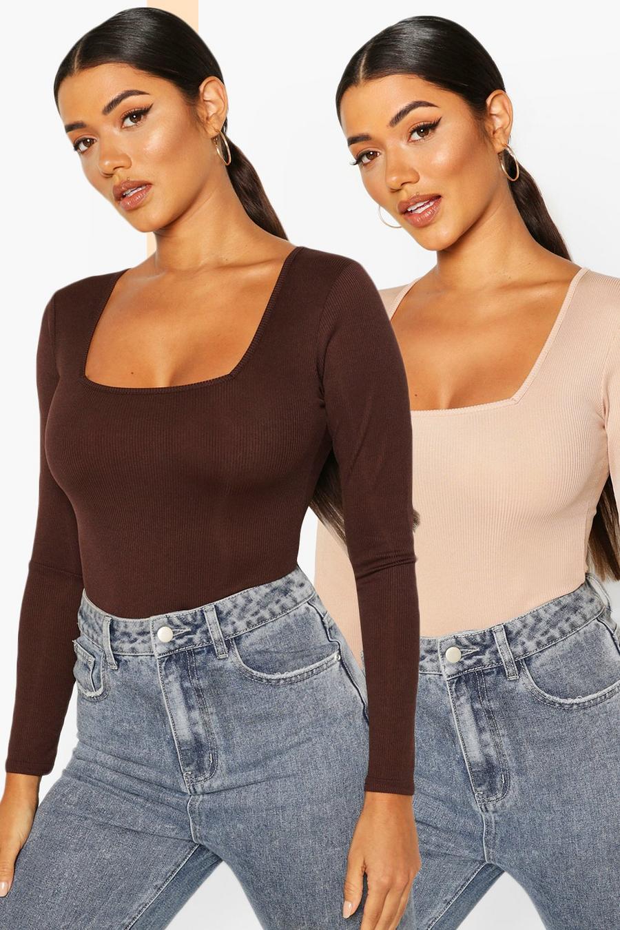 2 Pack Square Neck Knitted Bodysuit image number 1