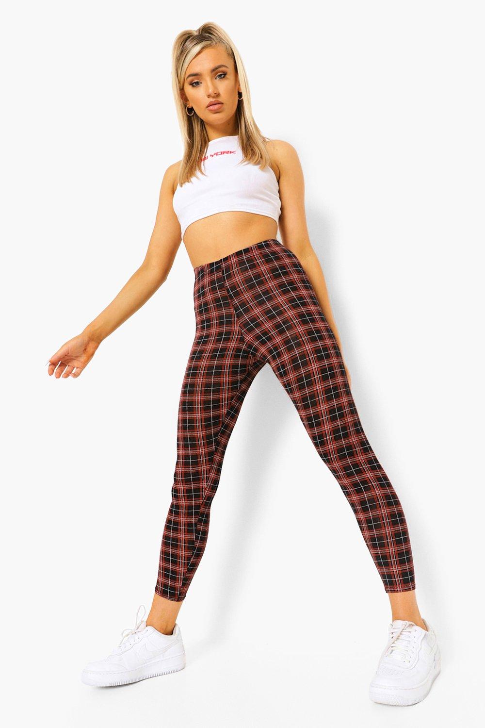 Plaid Check Basic Jersey Leggings