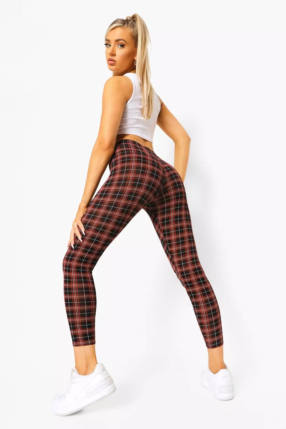 Black Tartan Check Basic Jersey Leggings alternative image
