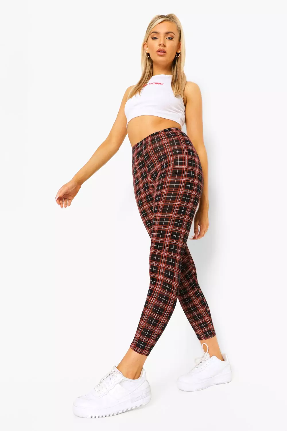 Black Tartan Check Basic Jersey Leggings alternative image