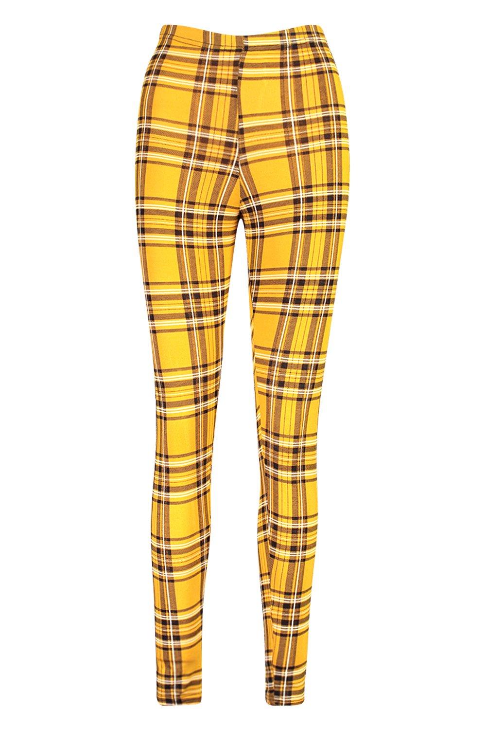 yellow check leggings