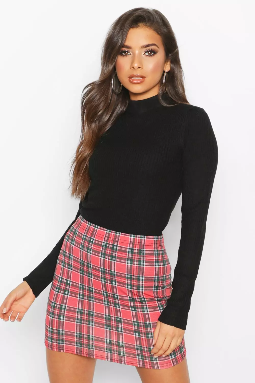 Tartan check basic 2025 jersey mini skirt