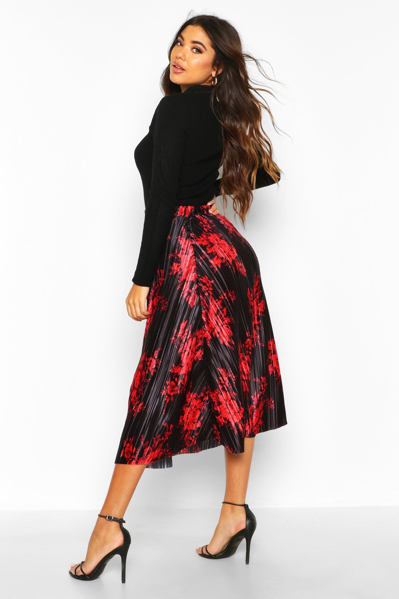 Floral midi skater store skirt