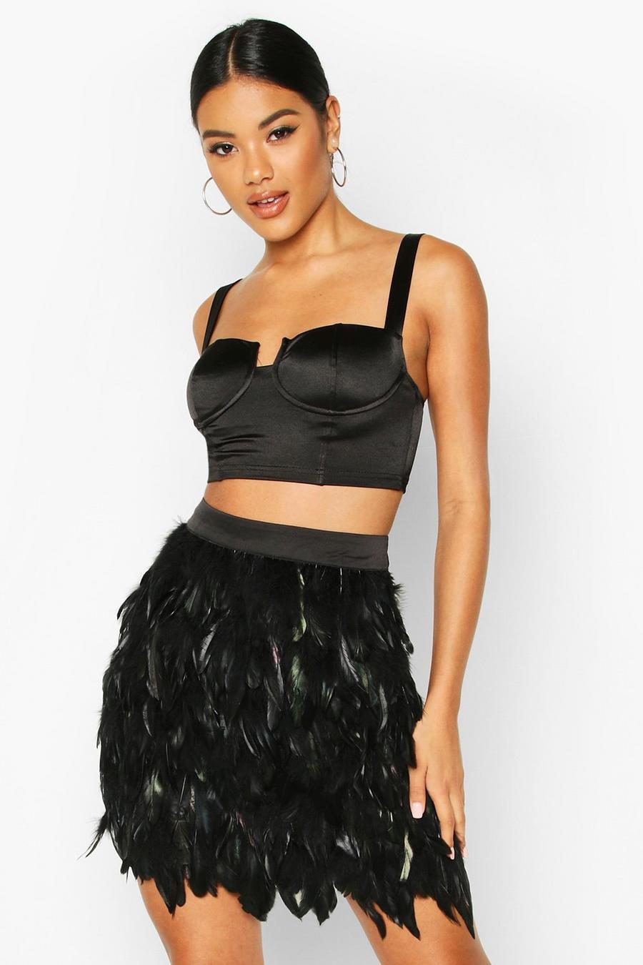 Black Feather Mini Skirt image number 1