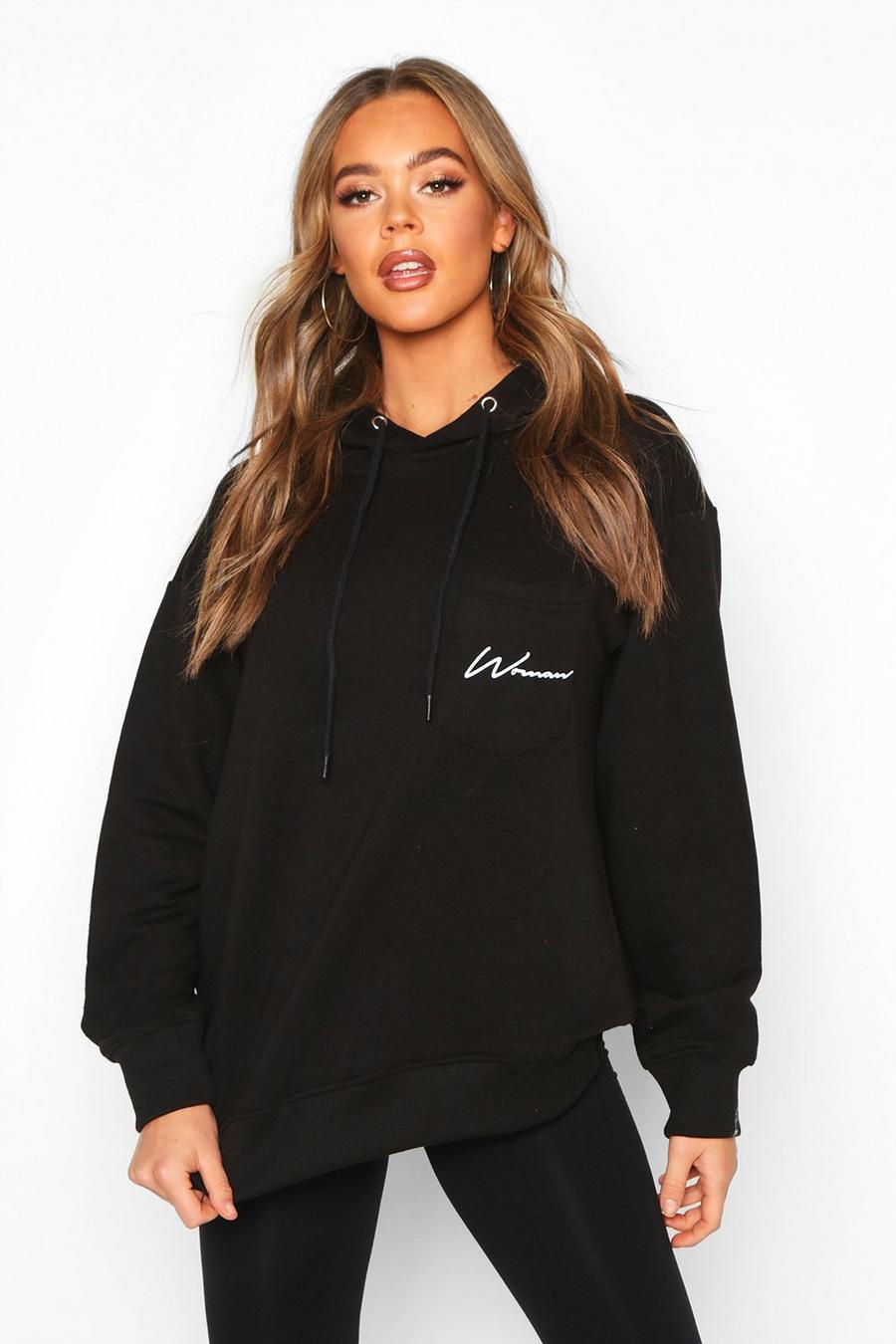 Oversize hoodie med bröstficka och logga image number 1