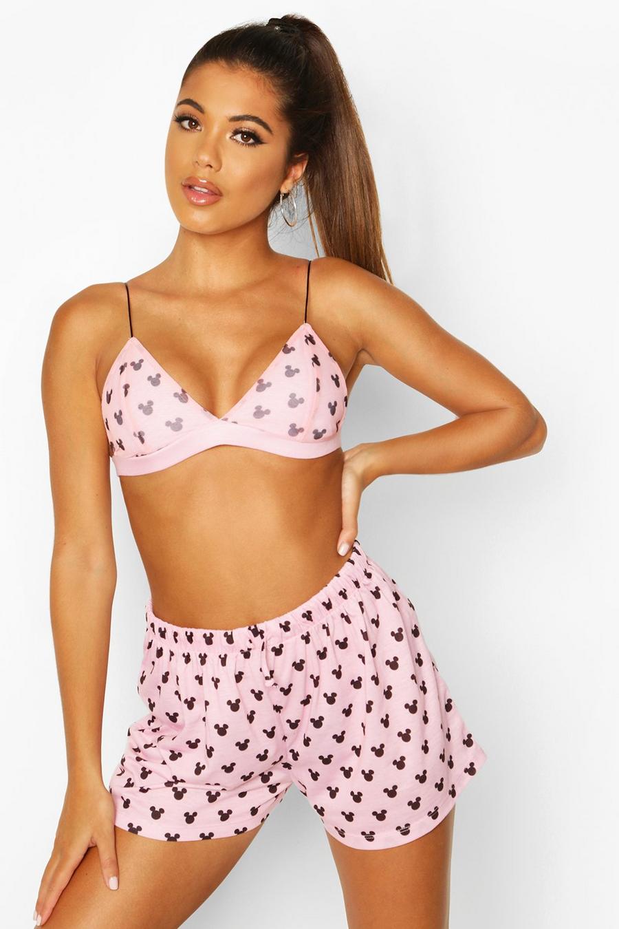Baby pink Disney Mickey Mouse Mesh Bralette image number 1