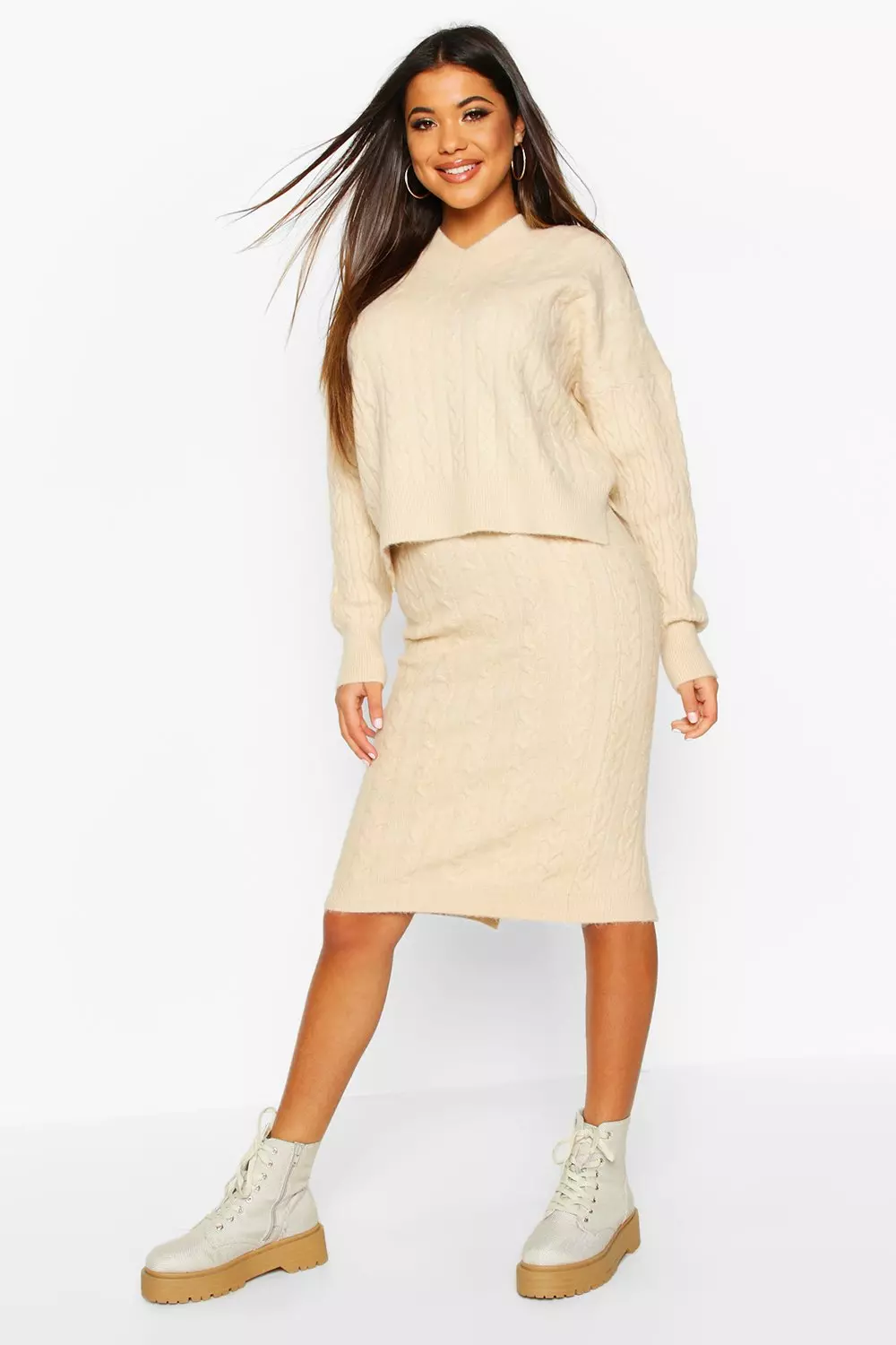 Cable Knit Skirt Co ord Set