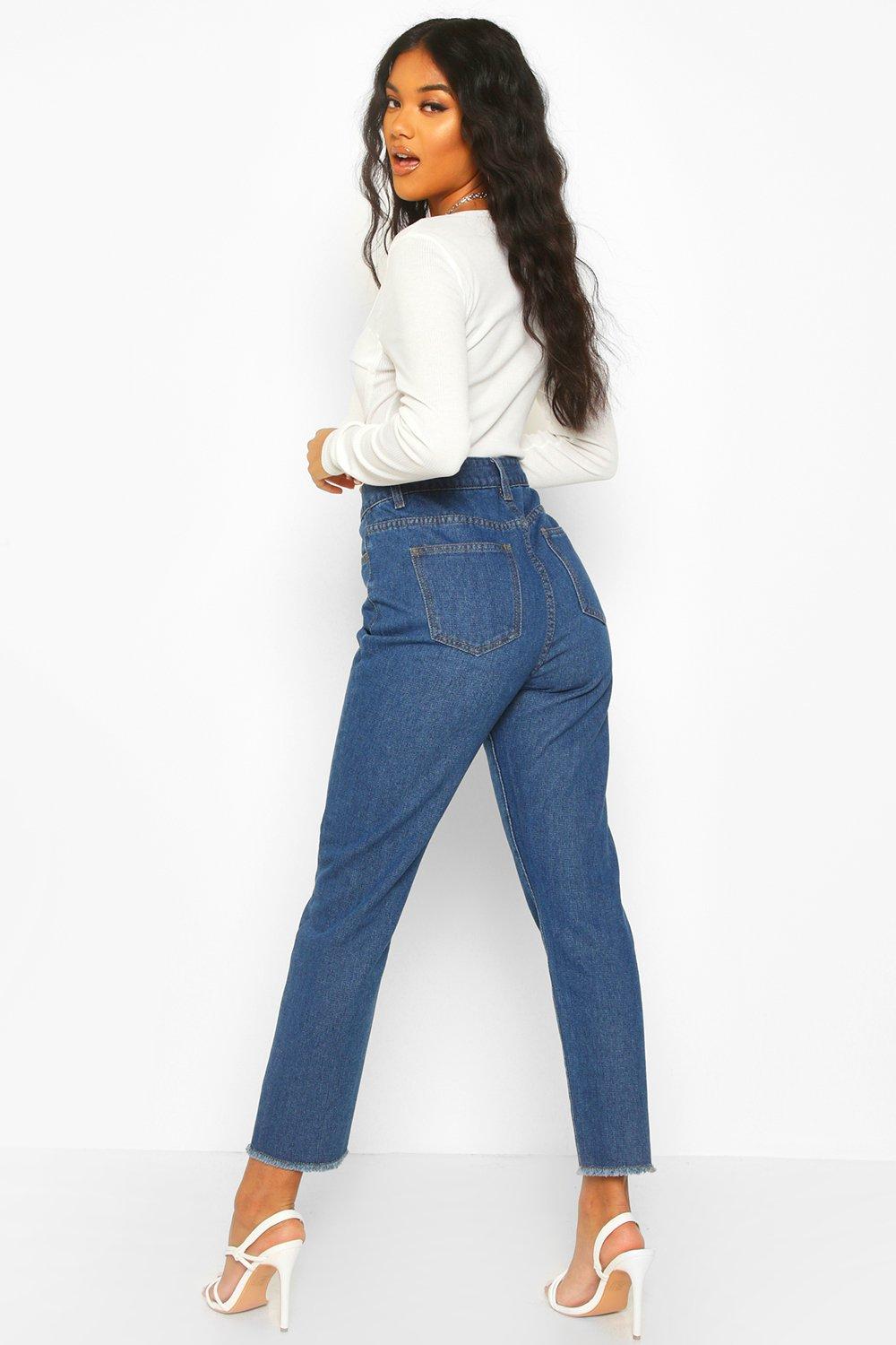 Frayed Hem Straight Leg Jeans