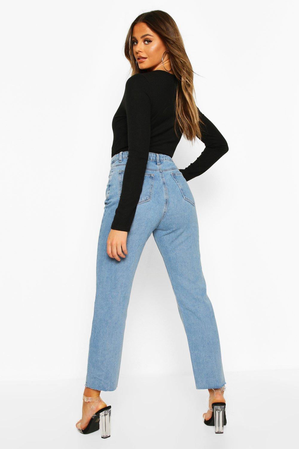 jeans coupe droite femme taille haute