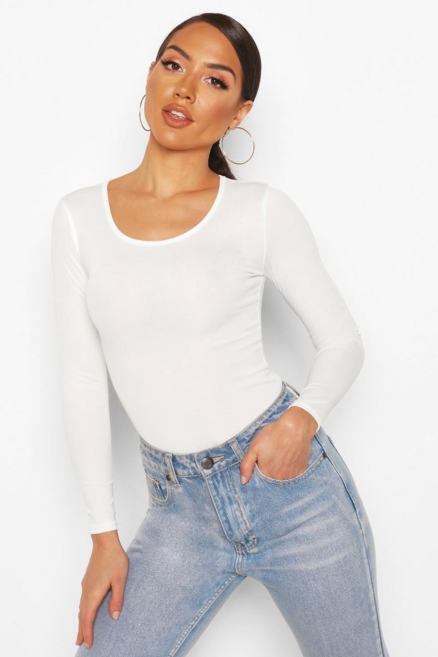 Cream blanc Scoop Neck Knitted Bodysuit image number 1