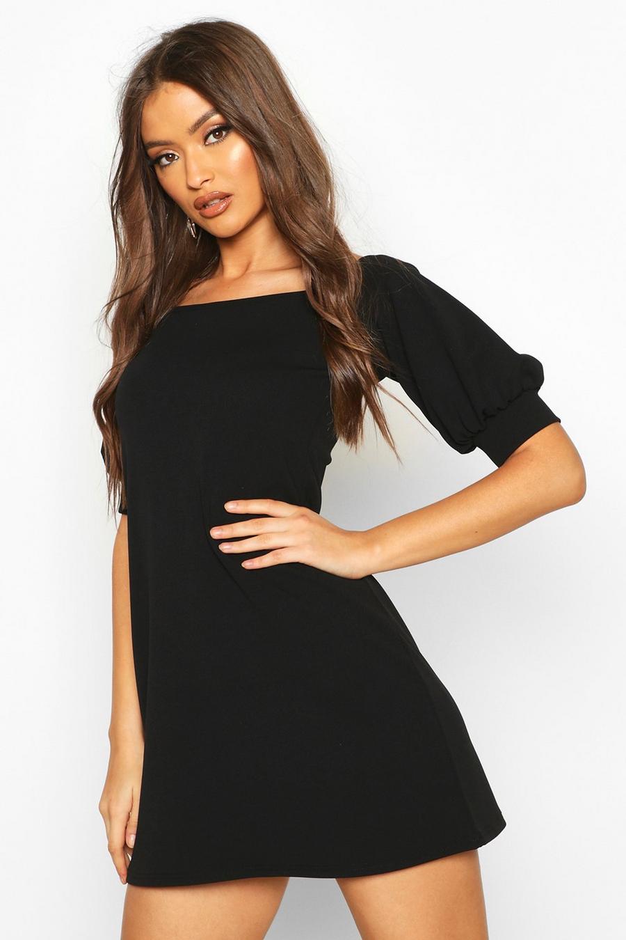 Square Neck Puff Sleeve Shift Dress image number 1