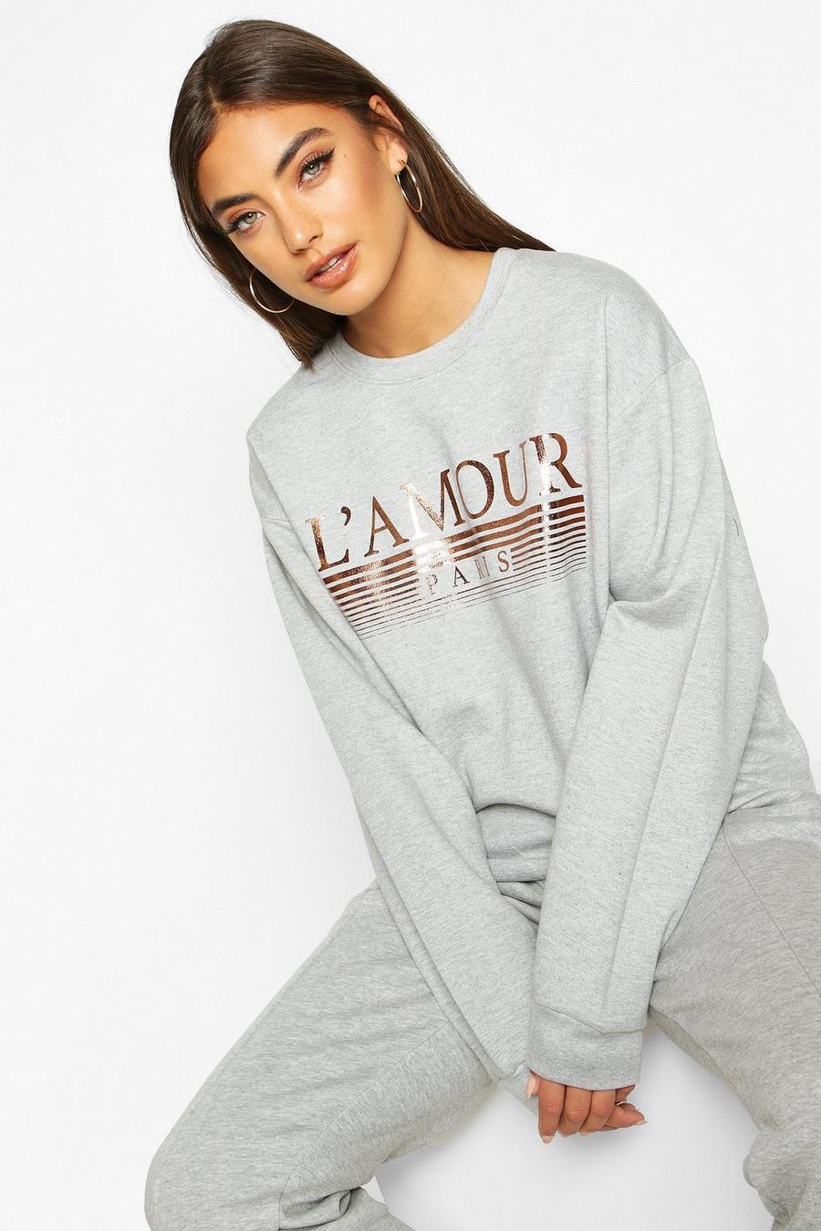 French Slogan Foil Print Sweat image number 1