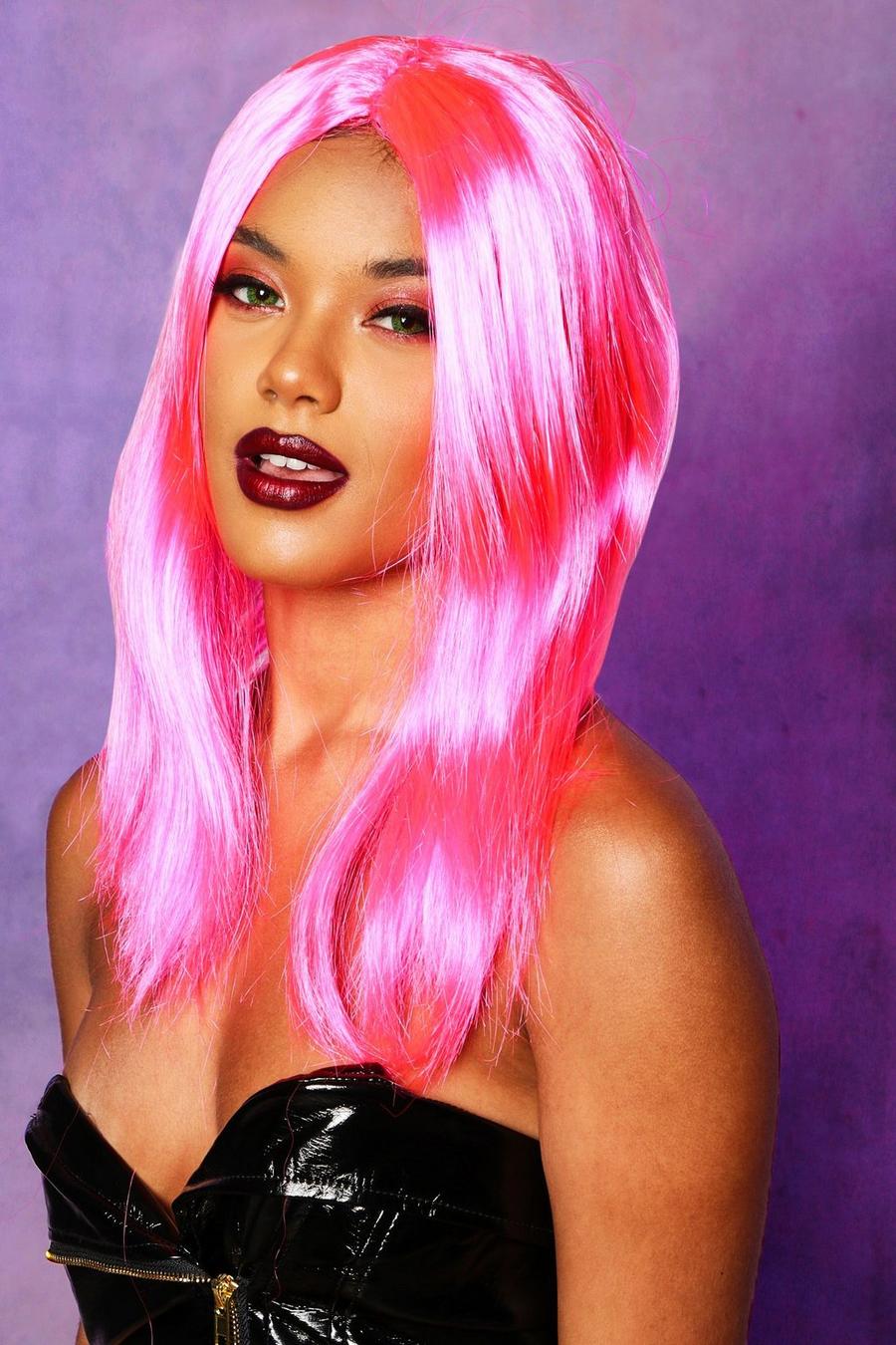 Pink Long Synthetic Wig image number 1