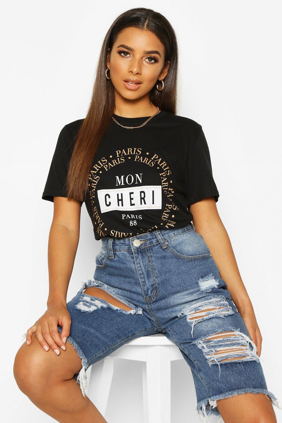 Camiseta con eslogan en francés "Mon Cherie" image number 1