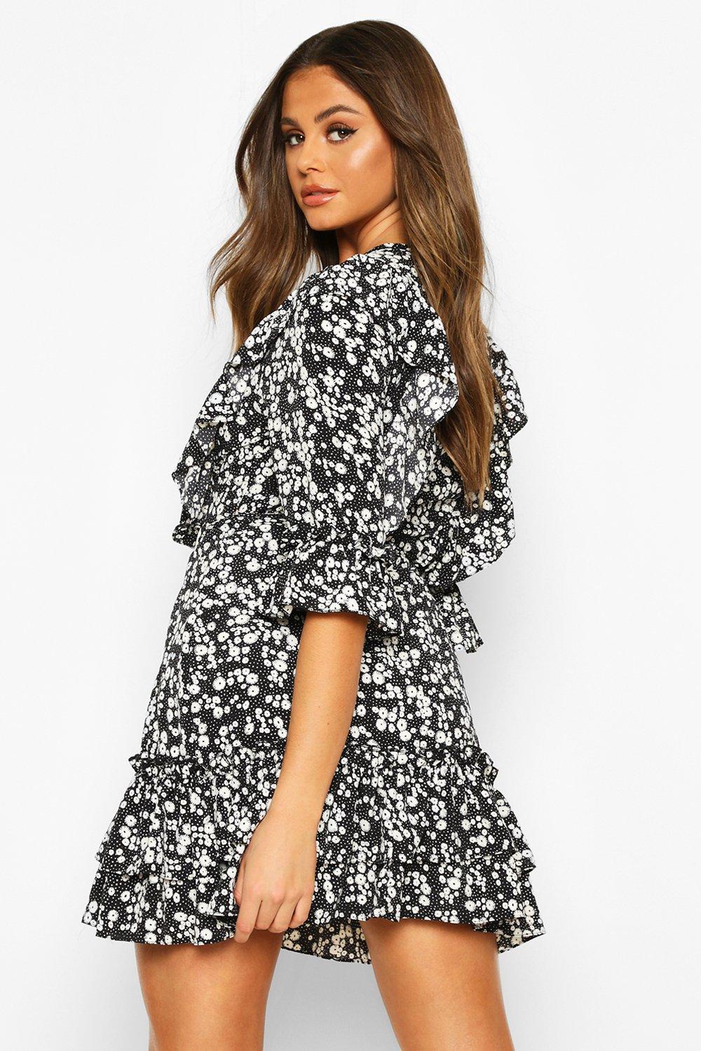 Boohoo wrap tea dress fashion