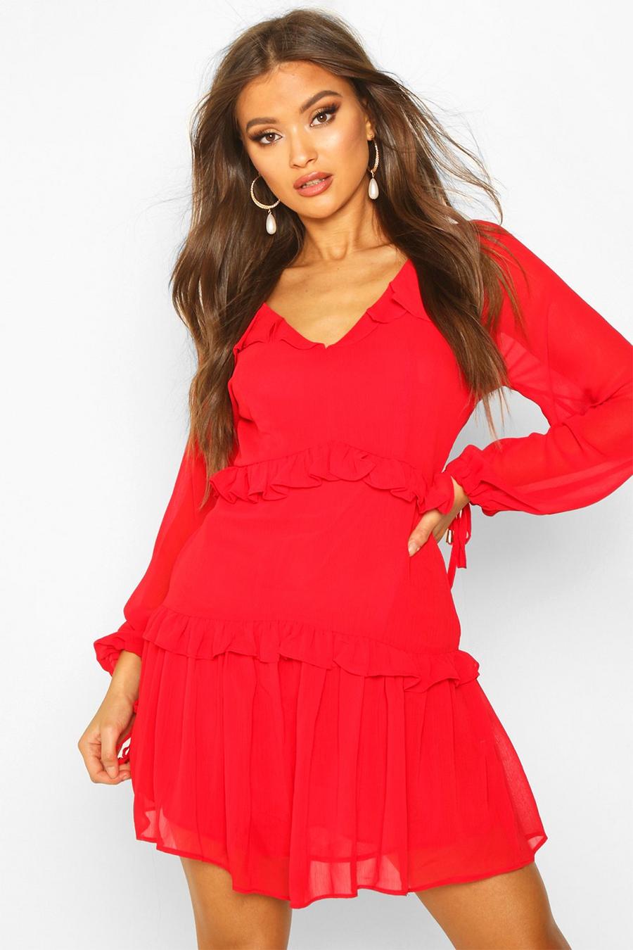 Button Ruffle Skater Dress image number 1