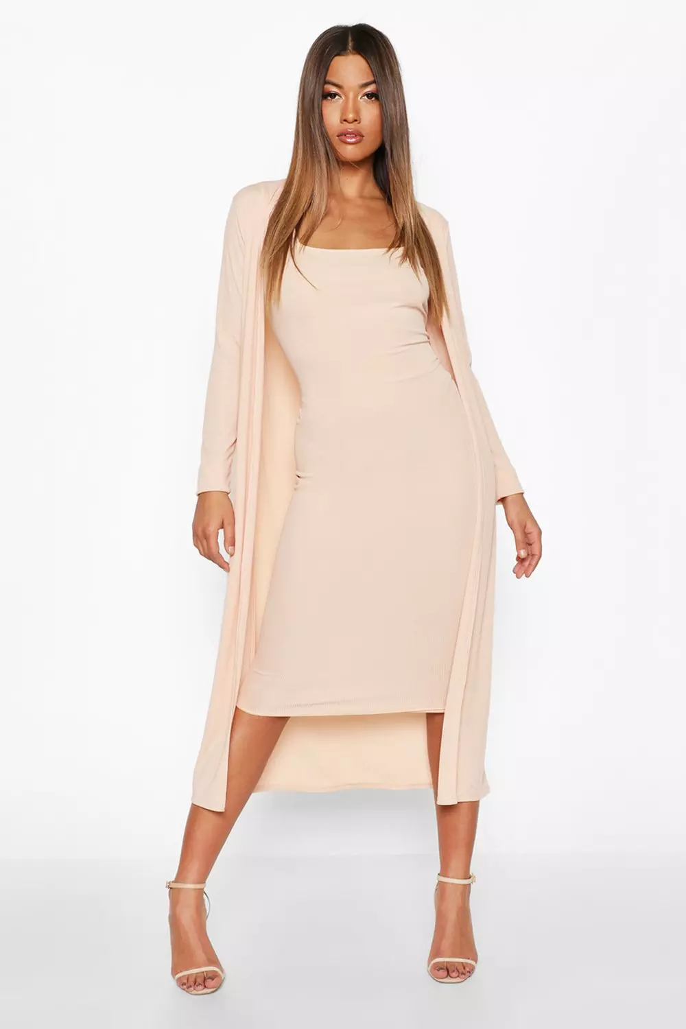 Boohoo ribbed shop midi dress