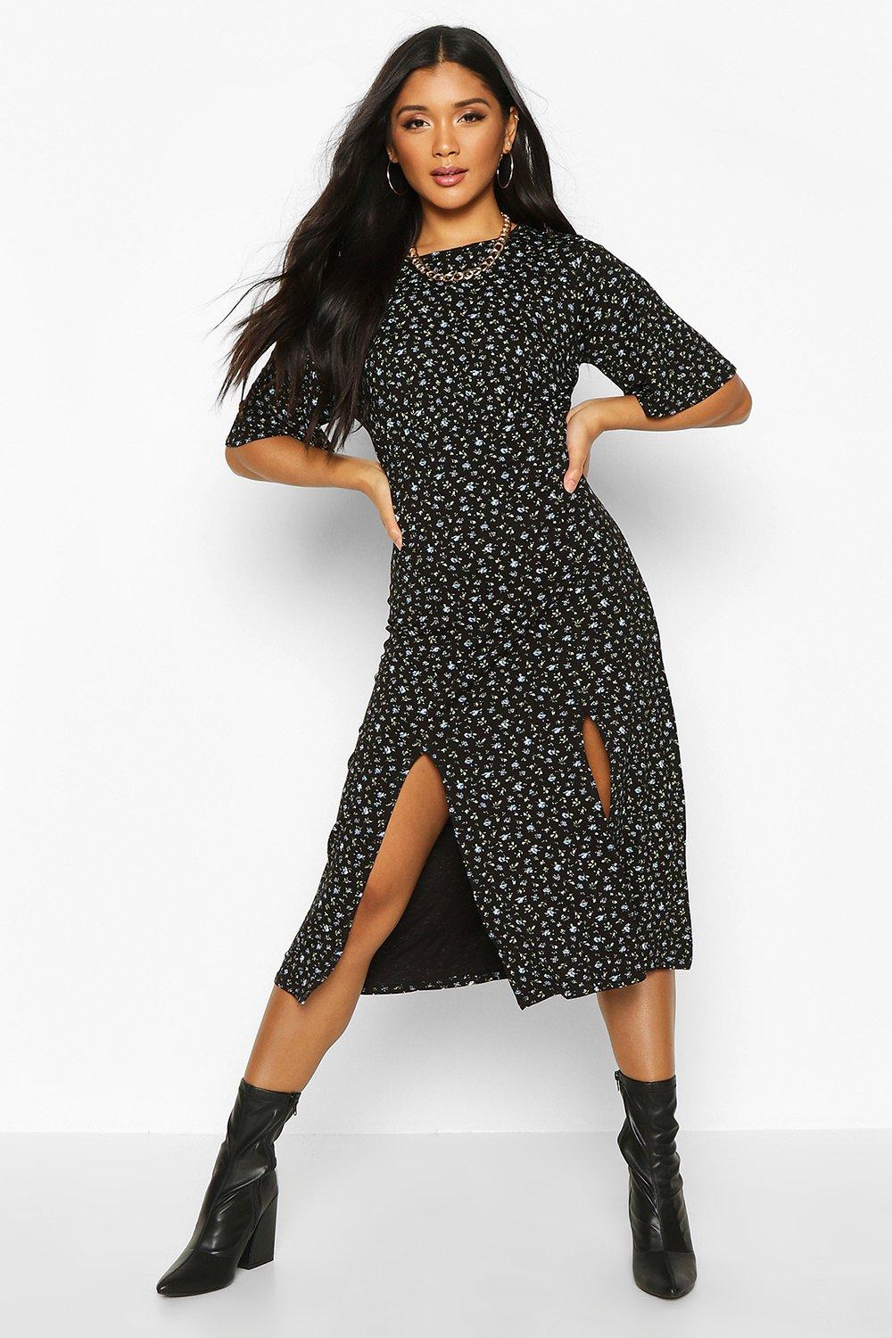 floral midi dress boohoo