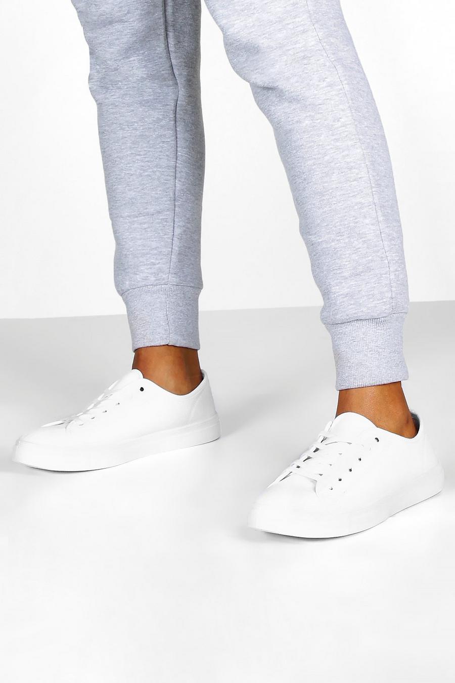 Wit Basic Canvas Gympen Met Veters