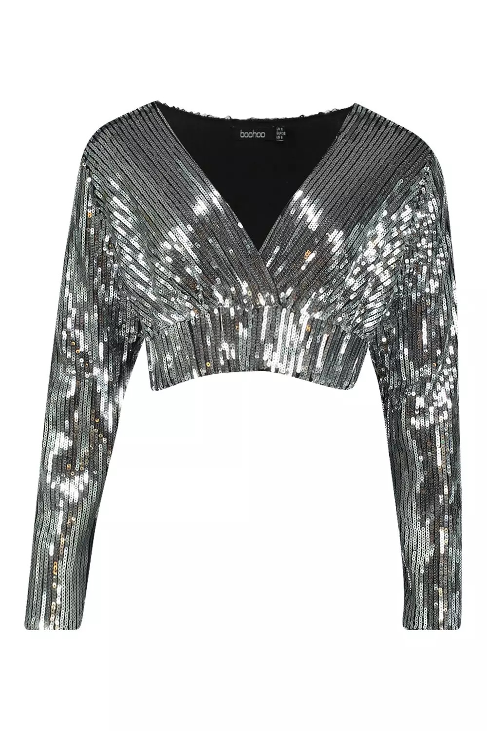 Black Sequin Wrap Top alternative image