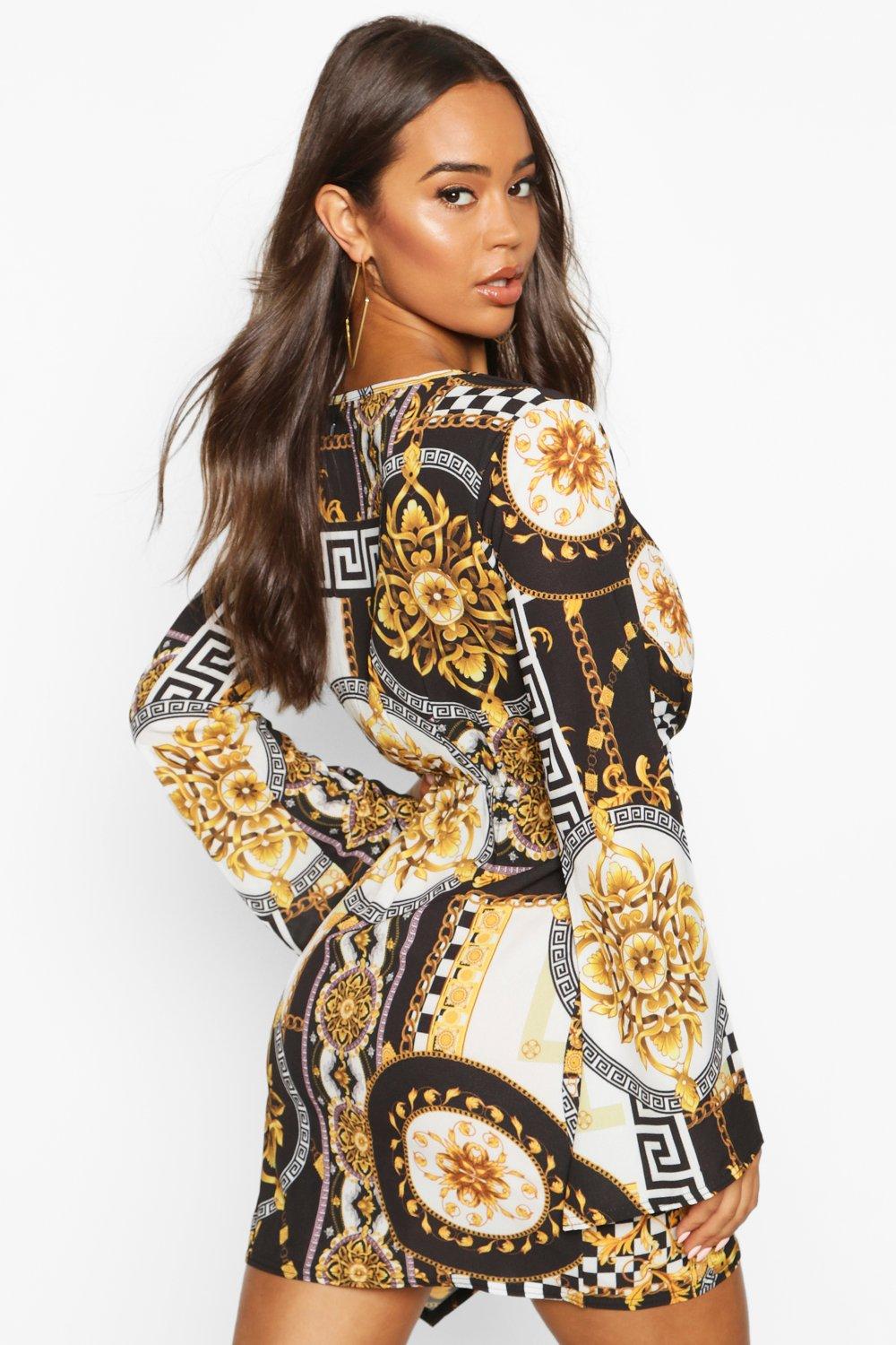 Boohoo chain print dress best sale