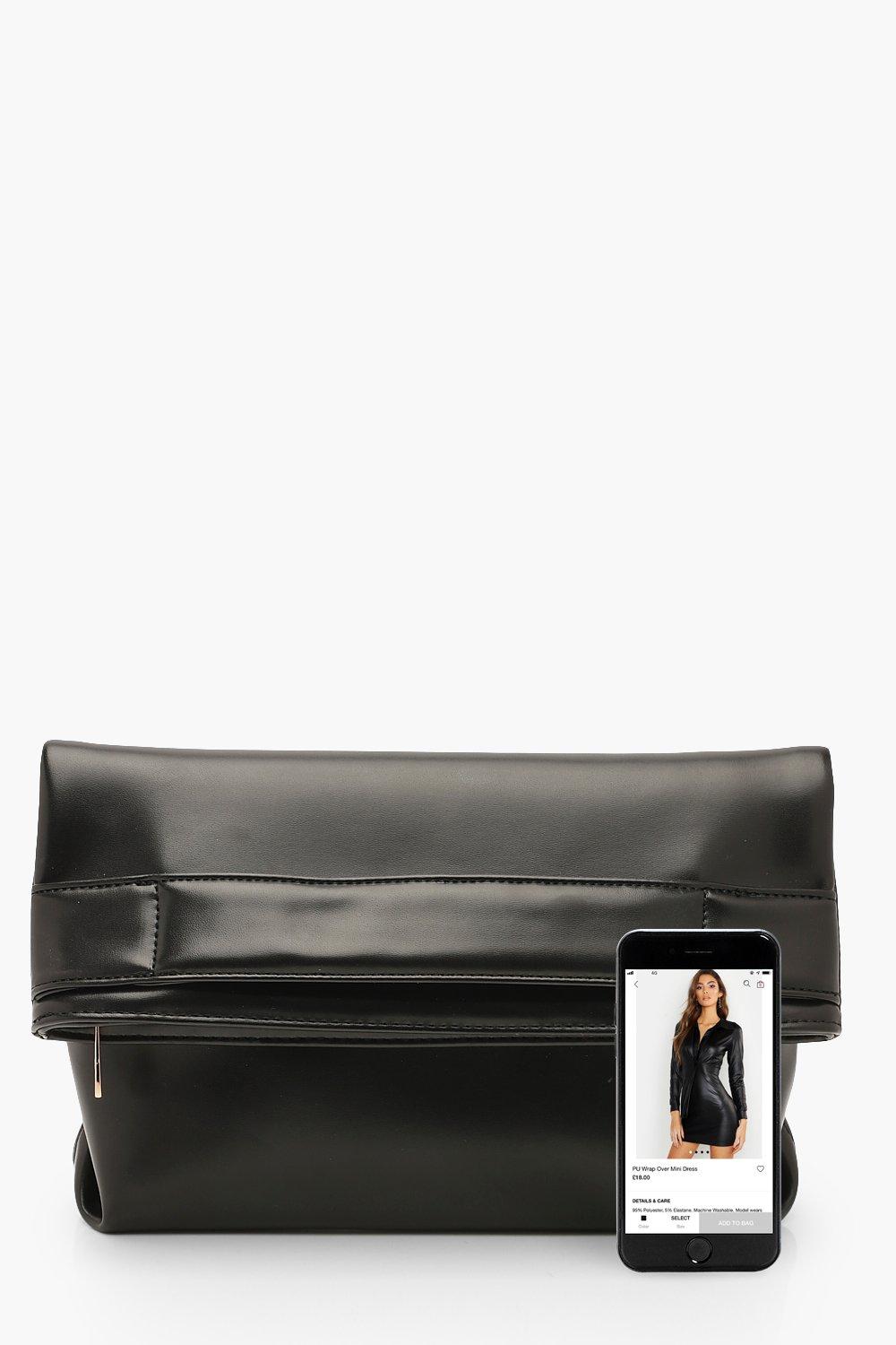 Black clutch best sale bag boohoo