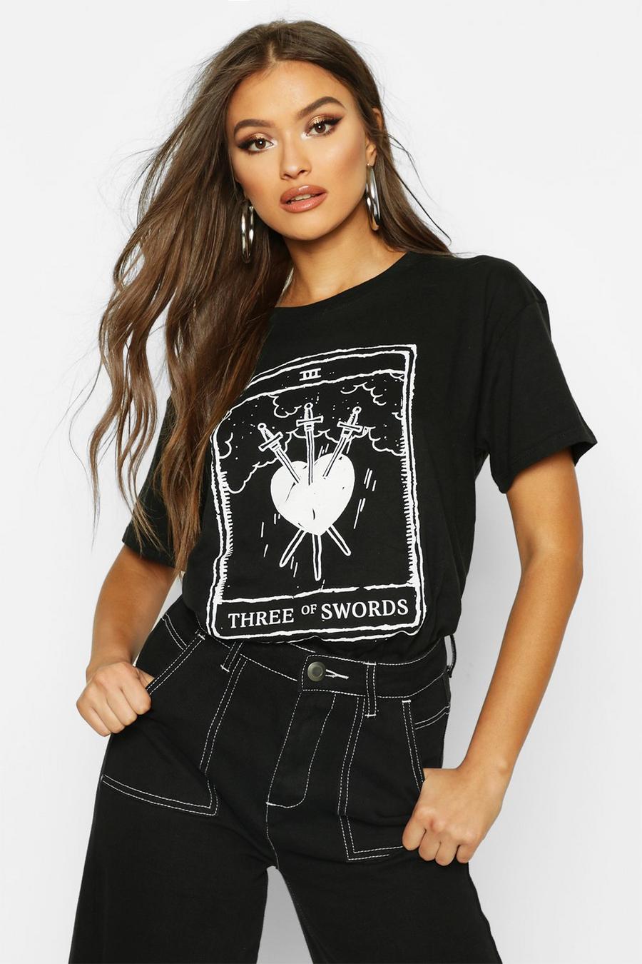T-shirt à slogan Heart Tarot, Noir image number 1