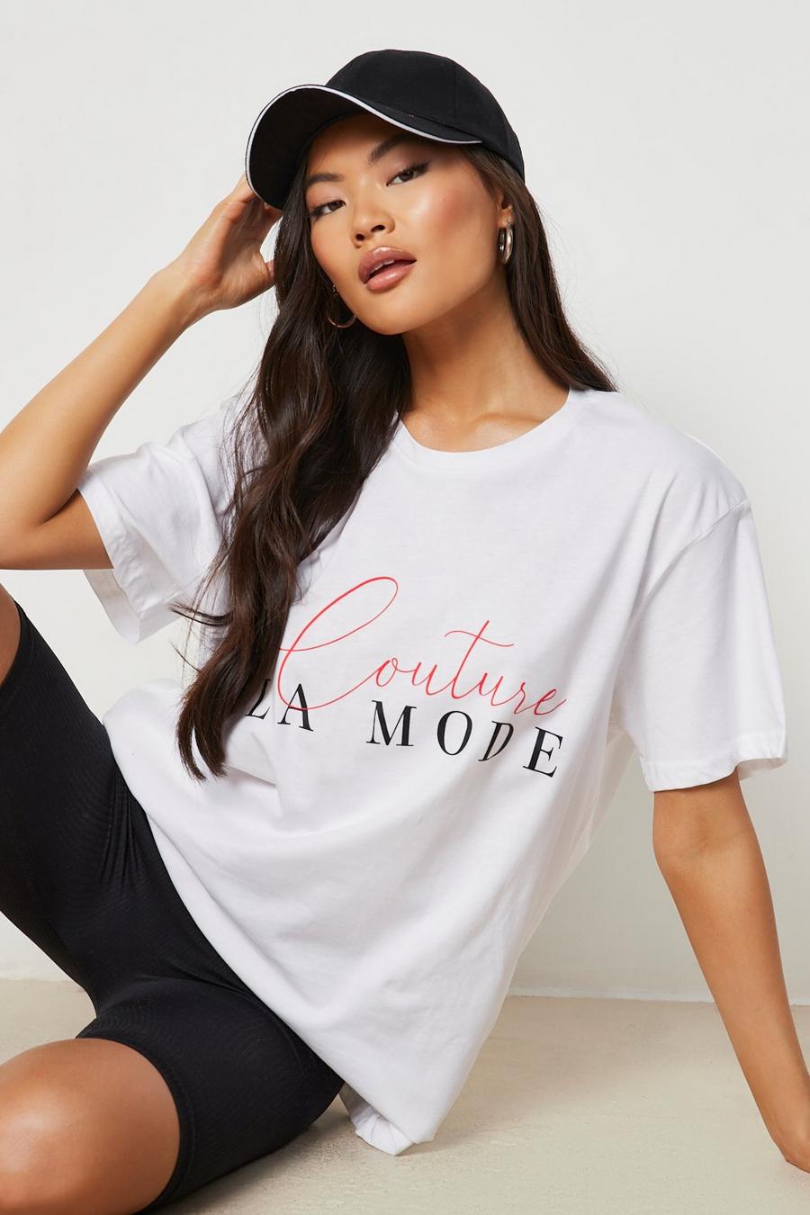 T-Shirt mit Couture Slogan, Weiß image number 1